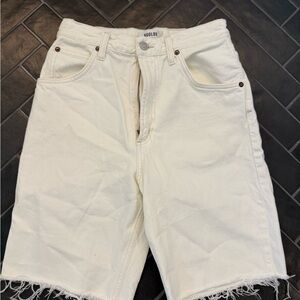 Agolde Off-White Denim Shorts